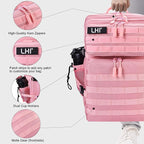 LHI Military Tactical Backpack for Men and Women 45L Army 3 Days Assault Pack Bag Large Rucksack with Shoe Compartment - Pink