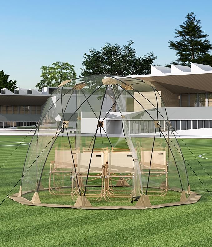Instant Outdoor Clear Bubble Tent 3-4 Person Portable Screen House Room Pop Up Bubble Tent All Weather Sport Tents Instant Rainproof Camping Sun Shelter Coldproof for Sports Events Patio Fishing