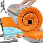 3 Inch Memory Foam Camping Mattress, Dual Layer Thick Sleeping Camp Pad for Car Tent Cot, Roll-Up Portable Glamping Floor Bed for Guests Sleepover