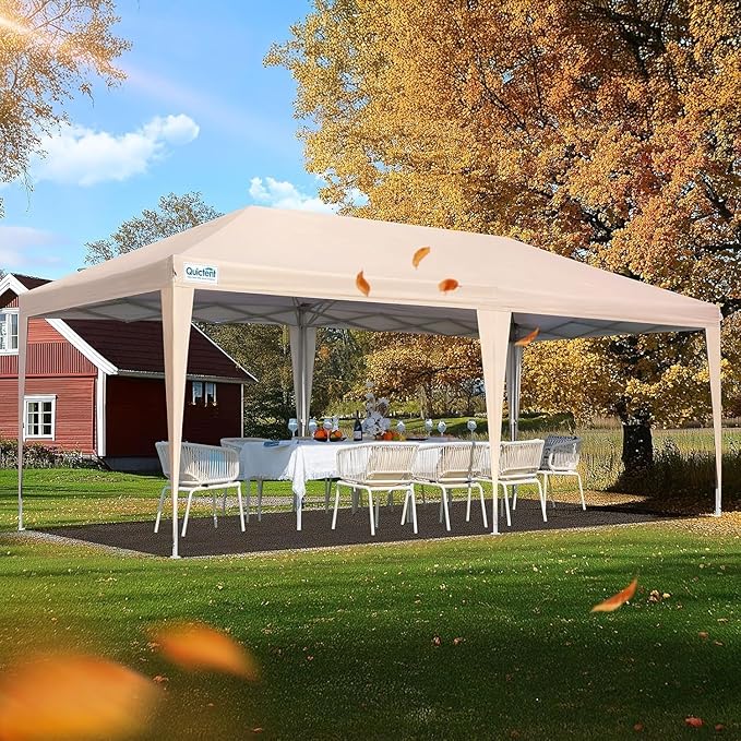 Quictent 10x20 Pop up Canopy Without Sidewalls Easy up Canopy Tent Instant Shelter with Windows for Outdoor Event Party