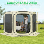 Outsunny 11 x 11ft Pop Up Screen Tent, Portable Camping Gazebo Canopy Screen House with UPF50+ Oxford Cloth and Carry Bag for Patio, Backyard, Deck and Outdoor Activities
