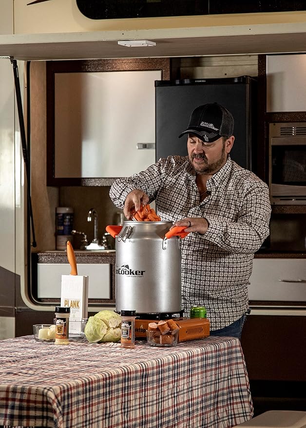 CanCooker Camping Meals Cookware | 4 Gallon Steam Cooker, Cooking Rack, Butter Garlic Salt Seasoning & 100-Page Recipe Cookbook