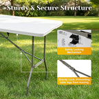 70.5" Foldable Outdoor Dining Set with 8 Fully assembled Dining Chairs for Easy Storage, Portable Patio Table and Chairs Set for Camping Picnic, Heavy Duty Patio Table Set for Garden Yard.
