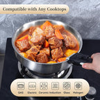 Inqibee Tri-Ply Stainless Steel Cookware Set with Removable Handle, Detachable Handle 10 Inch Deep Frying Pan, 3 QT Sauté Pan with Lid, Induction Kitchen Cooking, Dishwasher and Oven Safe
