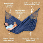 LA SIESTA Brisa Classic Hammock, Handmade, Weather-Resistant, Tear-Resistant Hammock for Indoor & Outdoor Relaxation, Size-King - Marine
