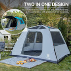 EVER ADVANCED Blackout Design 6 Person Camping Tent, Instant Cabin Tent for Family with Vestibule and Large Mesh Windows, 60s Easy Setup, Double Layer, Water-Resistant