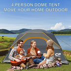 Tents for Camping 4 Person Tent Waterproof Windproof Double Layer Camping Tent, Easy Setup Dome Tent with Large Mesh Windows & Wider Door for Outdoor Camping & Hiking