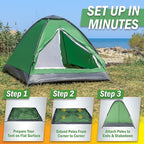 2 Person Camping Tent with Rain Fly and Carrying Bag - Lightweight Outdoor Tent for Backpacking, Hiking, or Beach Use by Wakeman Outdoors