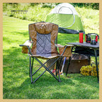 ARROWHEAD OUTDOOR Deluxe Folding Camp Chair – 550lb Capacity Heavy-Duty Quad Chair with Integrated Cooler, Headrest, and Dual Cup Holders.