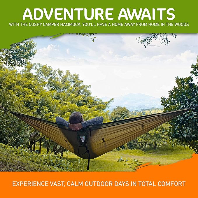 Premium Hammock with Rain Fly, Bug Net, Tree Straps, and Dry Bag - Complete Camping Hammock System with Mesh Bug Net - Outdoor Combo Kit with Rainfly Bundle for Backpacking…