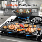 1-Piece 16.50 Inch Cast Iron Griddle Plate | Reversible Pre-Seasoned Cast Iron Grill Pan for Gas Stovetop | Double Sided Used on Open Fire & in Oven | Pre-Coated With Oil