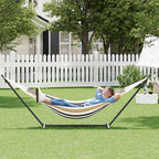 Double Hammock with Stand - Heavy Duty 450lbs Capacity, Portable Cotton Hammock for Two Adults, Indoor & Outdoor Use with Travel Bag(Coffee)