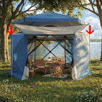 COBIZI Pop Up Gazebo Screen Tent Screen House for Camping, 12x12 Screen Room with Mosquito Netting, Hub Tent Instant Screened Canopy with Carrying Bag and Ground Stakes, Blue