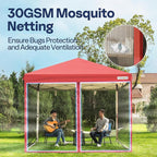 VIVOHOME 8x8ft Easy Pop-Up Canopy, Outdoor Screen Tent with Mosquito Netting, 2 Zipper Doors, and Roller Bag for Yard Camping Picnic Party Events, Red