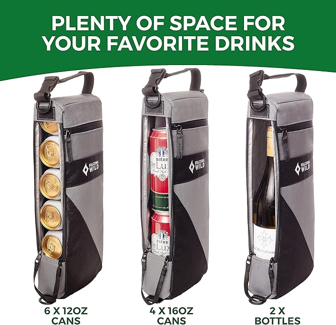 Golf Cooler Bag Plus 2 Ice Packs - Keeps Drinks Cold for Hours - Holds 6 Cans - Fits Discreetly in Golf Bags - Insulated Beer Sleeve and Cooler Accessories