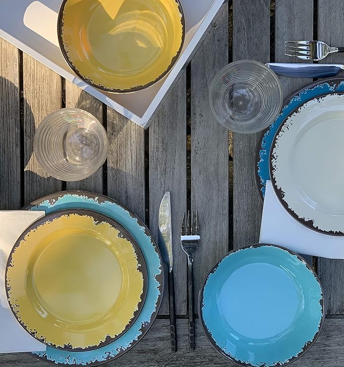 Fox Run Melamine Dinnerware Set, Multicolor, 12 Piece