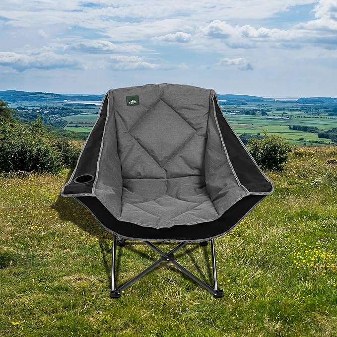 Northroad Oversized Foldable Camping Chair, Outdoor Padded Lawn Chair w/Cup Holder,Carry Bag for Beach, Hiking, and Picnics,Heavy-Duty 300-lbs Capacity, Purple
