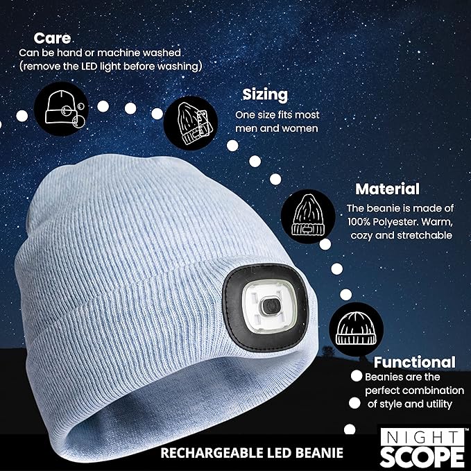 Classic Rechargeable LED Warm Knit Beanie Head Light Hat Headlamp for Outdoor Activities