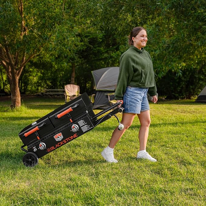 Blackstone On The Go Tailgator Grill Griddle Combo with Wheels, Legs Hood & Side Shelf - Heavy Duty Flat Top Portable BBQ Griddle Grill Station for Kitchen, Camping, Outdoor, Tailgating – 1550