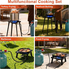 Nelyrho Propane Outdoor Stove, High Pressure Single Propane Burner, 153,000 BTU, Adjustable Height, 0-30 PSI, Heavy-Duty Cast Iron for Outdoor Cooking, Camping, Turkey Frying & Brewing