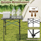 Giantex Folding Roll-up Camping Table, Outdoor Lightweight Aluminium Table for 4, Portable Square Table with Carry Bag for Picnic, Hiking, BBQ, Beach, Tailgating (28"x28"x27.5",Black)
