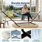 Double Hammock with Stand - Heavy Duty Portable 2 Person Design with Adjustable Steel Stand, Max 450LBS, Ideal for Outdoor Patio, Garden, Beach & Backyard