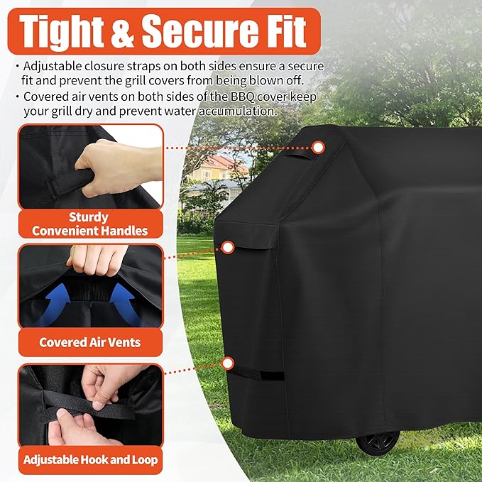 iCOVER Grill Cover 55 inch, BBQ Grill Cover for Outdoor Grill, 600D Heavy Duty Waterproof BBQ Cover, Anti-UV and Rip-Proof Barbecue Cover, Gas Grill Cover for Weber, Char-Broil, Nexgrill, etc