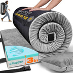 3 Inch Memory Foam Camping Mattress, Dual Layer Thick Sleeping Camp Pad for Car Tent Cot, Roll-Up Portable Glamping Floor Bed for Guests Sleepover