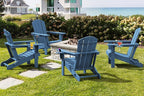 SERWALL Folding Adirondack Chair, HDPE Adirondack Chairs Set of 6, Plastic Outdoor Chairs- Looks Exactly Like Real Wood- Navy