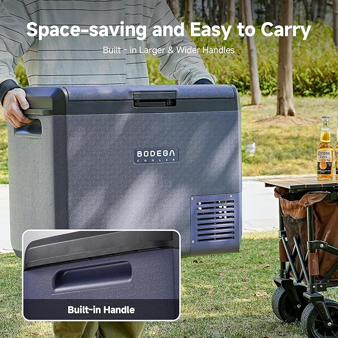 BODEGA BODEGACOOLER 12v Car Refrigerator, 63QT(60L) IPX4 Waterproof Electric Cooler, APP Control Car Fridge with 12/24V DC 110-240V AC, -4℉~68℉, Portable Freezer for Truck Van RV Camping, Travel,Home