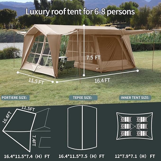 16.4x11.5 Ft Screen House Tent, Large Gazebo Screen Tent, Mesh Canopy Shelter with Waterproof & Sunshade Roof, Easy Setup for Camping, Backyard, Beach