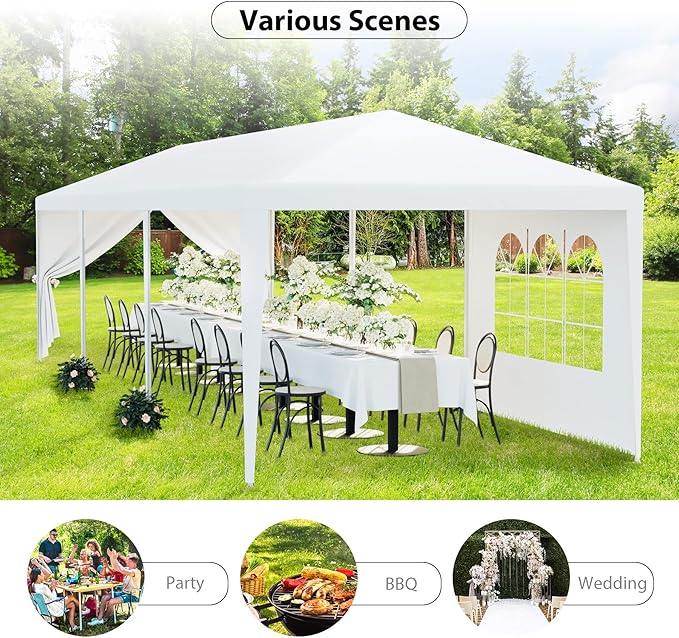 Smartxchoices 10' x 30' Outdoor Waterproof Gazebo Canopy Tent with Removable Sidewalls and Windows Heavy Duty Tent for Party Wedding Events Beach BBQ, White