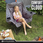Black Sierra Oversized Camping Chair for Adults – 400 lb Heavy Duty Folding Chair with Cup Holders & Carry Bag