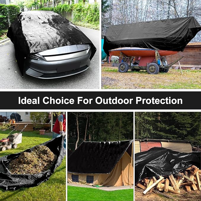Tarp 10x12 Feet, 8 Mil Waterproof Tarps Heavy Duty with Grommets Every 23.6", Thick Plastic Tarp, UV Resistant Tear&Fade Resistant, Reinforced Edges for Outdoor Pool Camp Tent