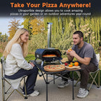 SizzleDelite Outdoor Pizza Oven Wood Pellet 12" Round Pizza Stone, Portable Wood Fired with Built-in Thermometer Pizza Stove, Stainless Steel Pizza Maker for Outside, Backyard, Camping - Black