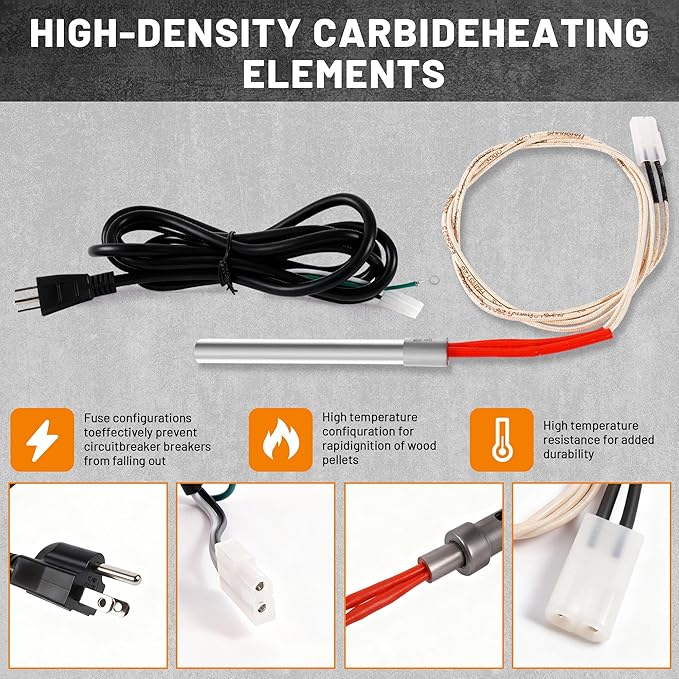 Wood Pellet Grills Parts Replacement Kits Compatible with Pit Boss, Traeger Camp Chef, Z Grills Pellet Grills,Fire Burn Pot, Hot Rod Ignitor, Upgraded 2.0 RPM Auger Motor,Induction Fan