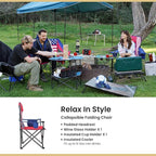 ARROWHEAD OUTDOOR 2-Pack Portable Deluxe Folding Camp Quad Chair w/Headrest, Glass & Cup Holders, Armest 6-can Cooler, Heavy Duty Carry Bag, 550 lbs Weight Capacity
