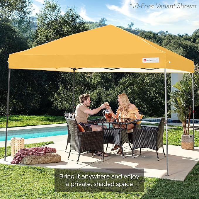 Best Choice Products 12x12ft Pop Up Canopy Tent, Outdoor Shade, 1 Person 1 Minute Set Up, Carry Case, 4 Weight Bags - Marigold