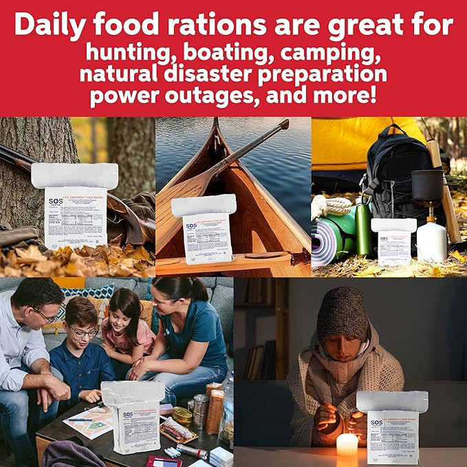 S.O.S. Rations Emergency 3600 Calorie Food Bar - 3 Day / 72 Hour Package with 5 Year Shelf Life- 8 Packs