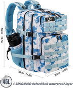 LHI Military Tactical Backpack for Men and Women 45L Army 3 Days Assault Pack Bag Large Rucksack with Molle System - Light blue tie-dye