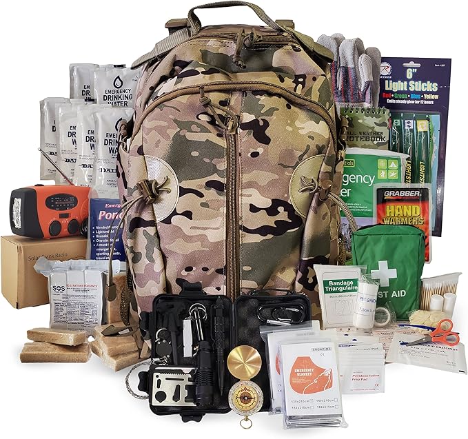 1 Person Emergency Kit/Survival Backpack for 72 Hours for Natural Disasters, Hurricanes, Emergency or Bug Out Situations