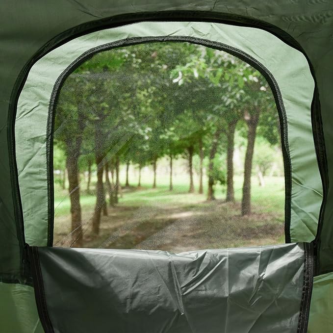 Portable Folding Camping Cot for Adults with Tent - 76" Single Elevated Camp Bed Includes Air Mattress, Sleeping Bag & Foot Pump, Compact & Lightweight for Hiking, Backpacking(76x32)