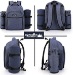 Apollo Walker Picnic Backpack Bag for 2 Person with Cooler Compartment, Detachable Bottle/Wine Holder, Fleece Blanket, Plates and Cutlery Set (2 Person, Navy)