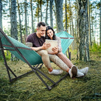 Tranquillo Universal Double Hammock with Stand Included for 2 Persons/Foldable Hammock Stand 600 lbs Capacity Portable Case - Inhouse, Outdoor, Camping, Sky