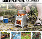Portable Camping Wood Stove - DOYOXIGO Folding Wood Burning Stove Stainless Steel Camp Stove, Lightweight Backpacking Stove for Outdoor Hiking Camping Traveling Picnic BBQ
