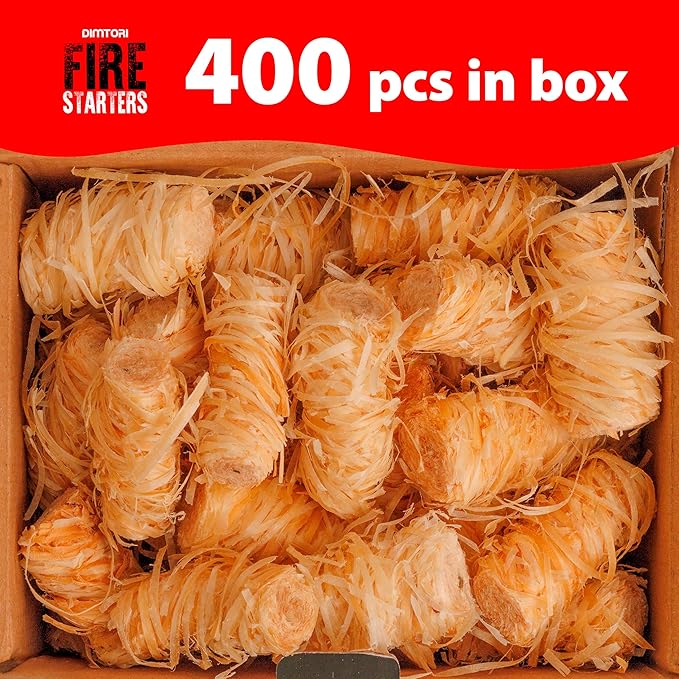 400 pcs Fire Starter - Natural Fire Starters for Campfires, Fire Pit, Pizza Oven, Fireplace, Smoker, BBQ, Pellet Stove & Wood - Fire Starters for Grill, Charcoal Starter