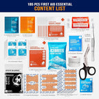 EVERLIT 185 Pcs Metal First Aid Kit for Contractors, Construction Site, OSHA Compliant, Workshop, Business, Commercial Truck Vehicle DOT, Wall Mount Box, All-Purpose