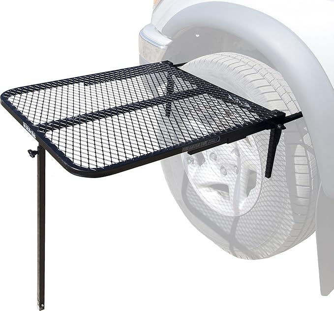 Tire Table Medium Steel Camping Table for Camp, Travel, Tailgating and Outdoor Work | Easily Holds 50 Pounds | Powder Coated Finish | No Tool or Hitch Required for Installation | 29 x 23 x 1.5