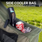 Oversized Camping Chair Padded Camping Chairs Heavy-Duty Foldable Camping Chairs with Cup Holder and Cooler Bag Portable Lawn Chair for Sports Outdoors-Support 450LBS, Green