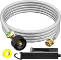 12FT Stainless Braided Propane Adapter Hose with Gauge, Propane Tank Hose Adapter 1lb to 20lb Converter for QCC1/Type1 Coleman Camp Stove, Buddy Heater, Tabletop Grill&More 1lb Portable Appliance